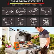 ​Wireless Meat Thermometer with 4 Probes 328Ft Long Range Colour LCD Backlight Display Countdown Timer Temperature Alarm Digital Remote Control BBQ Thermometer for Barbecue Grill Oven Kitchen - colour screen 533