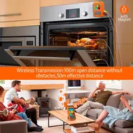 ​Wireless Meat Thermometer with 4 Probes 328Ft Long Range Colour LCD Backlight Display Countdown Timer Temperature Alarm Digital Remote Control BBQ Thermometer for Barbecue Grill Oven Kitchen - colour screen 533