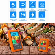 ​Wireless Meat Thermometer with 4 Probes 328Ft Long Range Colour LCD Backlight Display Countdown Timer Temperature Alarm Digital Remote Control BBQ Thermometer for Barbecue Grill Oven Kitchen - colour screen 533