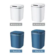 ​18L Touch free Smart Knock Induction Trash Bin with Infrared Motion Sensor Garbage Can - White 663
