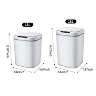 ​18L Touch free Smart Knock Induction Trash Bin with Infrared Motion Sensor Garbage Can - White 663