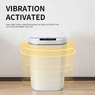 ​18L Touch free Smart Knock Induction Trash Bin with Infrared Motion Sensor Garbage Can - White 663