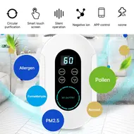 ​2 IN 1 Air Purifier and Ozone Steriliser for Home with Timer Digital Touch Screen APP Control Ionizer Air Purifier Ozone for Pets No Drilling Wall Mount Portable Air Cleaner Bedroom Dormitory Hotel - 2Pcs 611