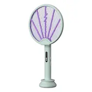 ​2 in 1 Electric Fly Swatter Racket & Intelligent Bug Zapper with USB Rechargeable Base - Yellow 609