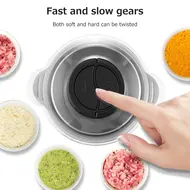 ​2L Large Household Capacity Electric Meat Grinder Stainless Steel 2 Gears 250W High Power Kitchen Cooker Blender 612