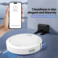​3 in 1 Vacuum Cleaner Robot Max 4000Pa Wet and dry vacuum cleaner support WiFi app control with voice prompts Self Charging Sweeping Function - White 614