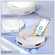 ​3 in 1 Vacuum Cleaner Robot Max 4000Pa Wet and dry vacuum cleaner support WiFi app control with voice prompts Self Charging Sweeping Function - White 614
