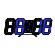 ​3D Led Wall Clock Date Temperature Display Digital Alarm Clock for Home Living Room Office Warehouse - Blue 637