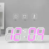 ​3D Led Wall Clock Date Temperature Display Digital Alarm Clock for Home Living Room Office Warehouse - Blue 637