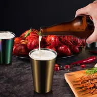 ​5pcs Stainless Steel Cups 500ml Capacity  Shatterproof Metal Cups for Kids Adults Travel Outdoor Camping Party Family Gathering - rainbow 647