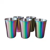 ​5pcs Stainless Steel Cups 500ml Capacity  Shatterproof Metal Cups for Kids Adults Travel Outdoor Camping Party Family Gathering - rainbow 647