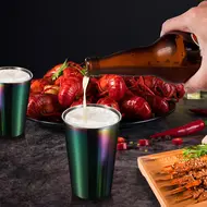 ​5pcs Stainless Steel Cups 500ml Capacity  Shatterproof Metal Cups for Kids Adults Travel Outdoor Camping Party Family Gathering - rainbow 647