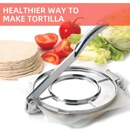 ​8 Inches Heavy Duty Tortilla Press Aluminum Alloy Pre-Seasoned Roti Maker with Handle for Corn Dough Pizza Pie & Flour Tortilla -  Silver 649