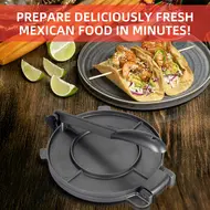 ​8 Inches Heavy Duty Tortilla Press Aluminum Alloy Pre-Seasoned Roti Maker with Handle for Corn Dough Pizza Pie & Flour Tortilla -  Silver 649