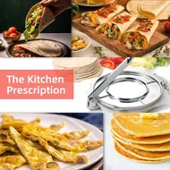 ​8 Inches Heavy Duty Tortilla Press Aluminum Alloy Pre-Seasoned Roti Maker with Handle for Corn Dough Pizza Pie & Flour Tortilla -  Silver 649