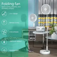 ​9 Inch Portable Stand Fan with 10800mAh Type-C Battery Rechargeable Oscillating Stand Fan with LED Night Light Remote Control Telescopic 4 Speed Silent Timer Fan for Home Kitchen Outdoor Camping -  White 651