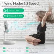 ​9 Inch Portable Stand Fan with 10800mAh Type-C Battery Rechargeable Oscillating Stand Fan with LED Night Light Remote Control Telescopic 4 Speed Silent Timer Fan for Home Kitchen Outdoor Camping -  White 651