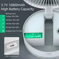 ​9 Inch Portable Stand Fan with 10800mAh Type-C Battery Rechargeable Oscillating Stand Fan with LED Night Light Remote Control Telescopic 4 Speed Silent Timer Fan for Home Kitchen Outdoor Camping -  White 651