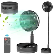 ​9 Inch Portable Stand Fan with 10800mAh Type-C Battery Rechargeable Oscillating Stand Fan with LED Night Light Remote Control Telescopic 4 Speed Silent Timer Fan for Home Kitchen Outdoor Camping -  White 651