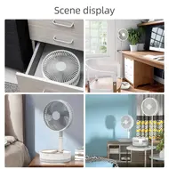 ​9 Inch Portable Stand Fan with 10800mAh Type-C Battery Rechargeable Oscillating Stand Fan with LED Night Light Remote Control Telescopic 4 Speed Silent Timer Fan for Home Kitchen Outdoor Camping -  White 651