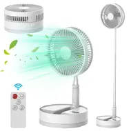​9 Inch Portable Stand Fan with 10800mAh Type-C Battery Rechargeable Oscillating Stand Fan with LED Night Light Remote Control Telescopic 4 Speed Silent Timer Fan for Home Kitchen Outdoor Camping -  White 651