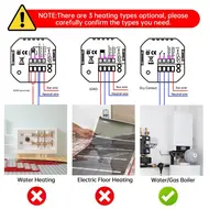 95-240V Wi-Fi Smart Programmable Thermostat 5+1+1 Six seasons Voice APP Control Backlight LCD Water Gas Boiler Heater - 2Pcs - White 602