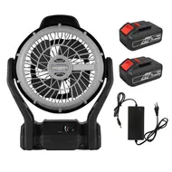 Camping LED Fan with Light 4000mAh Rechargeable Battery Outdoor Tent Fan Infinitely Variable Speed 120° Head Rotation Desk Fan for Camping Fishing Power Outage Hurricane Construction Site 603