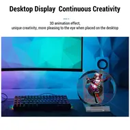 DF-11 3D Hologram Fan 11cm LED Holographic Projector Advertising Portable Desktop Naked Eye Stereo Display with Speaker (Transparent) 616