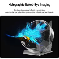 DF-11 3D Hologram Fan 11cm LED Holographic Projector Advertising Portable Desktop Naked Eye Stereo Display with Speaker (Transparent) 616