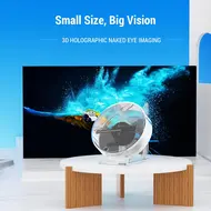 DF-11 3D Hologram Fan 11cm LED Holographic Projector Advertising Portable Desktop Naked Eye Stereo Display with Speaker (Transparent) 616