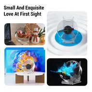 DF-11 3D Hologram Fan 11cm LED Holographic Projector Advertising Portable Desktop Naked Eye Stereo Display with Speaker (Transparent) 616