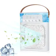 Desktop Cold Air Fan Humidifier Mini Air Cooler Mist Sprayer with Colourful Night Light - White 596