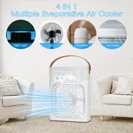 Desktop Cold Air Fan Humidifier Mini Air Cooler Mist Sprayer with Colourful Night Light - White 596