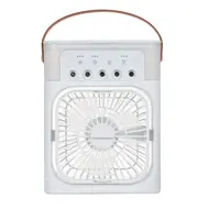 Desktop Cold Air Fan Humidifier Mini Air Cooler Mist Sprayer with Colourful Night Light - White 596
