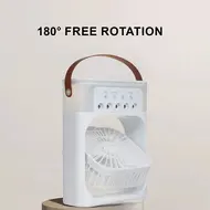 Desktop Cold Air Fan Humidifier Mini Air Cooler Mist Sprayer with Colourful Night Light - White 596