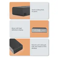 Digital Bedroom Alarm Clock with Wireless Charger for Phone Headset Thermometer Temperature Date Display 3 Alarms 12 / 24H LED Mirror Screen USB Charger for Bedroom Desk Office - 2Pcs - Silver 629