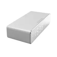 Digital Bedroom Alarm Clock with Wireless Charger for Phone Headset Thermometer Temperature Date Display 3 Alarms 12 / 24H LED Mirror Screen USB Charger for Bedroom Desk Office - 2Pcs - Silver 629