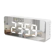 Digital Desk Alarm Clock LED Mirror Alarm Clocks Temperature Display - White 632