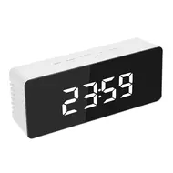 Digital Desk Alarm Clock LED Mirror Alarm Clocks Temperature Display - White 632