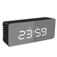 Digital Desk Alarm Clock LED Mirror Alarm Clocks Temperature Display - White 632