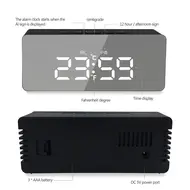 Digital Desk Alarm Clock LED Mirror Alarm Clocks Temperature Display - White 632