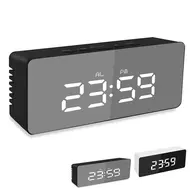 Digital Desk Alarm Clock LED Mirror Alarm Clocks Temperature Display - White 632