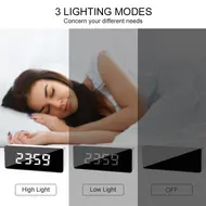 Digital Desk Alarm Clock LED Mirror Alarm Clocks Temperature Display - White 632