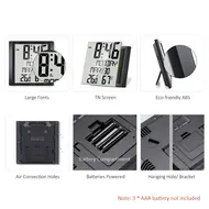 ​Digital Wall Clock with Temperature & Humidity 8.6'' Large Display Time/Date/Weekly Alarm Clock with Snooze ℃/ ℉ Selectable Indoor Thermo-Hygrometer Accurate Weather Monitor for Home Office (Black) 607