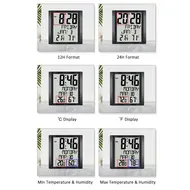 ​Digital Wall Clock with Temperature & Humidity 8.6'' Large Display Time/Date/Weekly Alarm Clock with Snooze ℃/ ℉ Selectable Indoor Thermo-Hygrometer Accurate Weather Monitor for Home Office (Black) 607