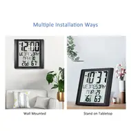 ​Digital Wall Clock with Temperature & Humidity 8.6'' Large Display Time/Date/Weekly Alarm Clock with Snooze ℃/ ℉ Selectable Indoor Thermo-Hygrometer Accurate Weather Monitor for Home Office (Black) 607