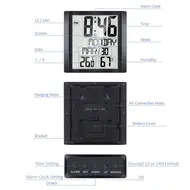 ​Digital Wall Clock with Temperature & Humidity 8.6'' Large Display Time/Date/Weekly Alarm Clock with Snooze ℃/ ℉ Selectable Indoor Thermo-Hygrometer Accurate Weather Monitor for Home Office (Black) 607