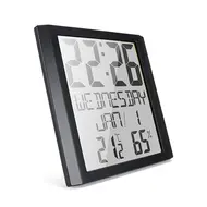 ​Digital Wall Clock with Temperature & Humidity 8.6'' Large Display Time/Date/Weekly Alarm Clock with Snooze ℃/ ℉ Selectable Indoor Thermo-Hygrometer Accurate Weather Monitor for Home Office (Black) 607