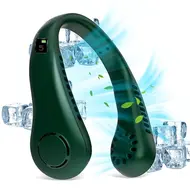 ​Fan 5 Gear Portable Leafless Digital Screen 2600mAh Hang Necklace Large Capacity Lazy USB Portable Cooling Small Fan -  Green 564