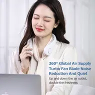 ​Fan 5 Gear Portable Leafless Digital Screen 2600mAh Hang Necklace Large Capacity Lazy USB Portable Cooling Small Fan -  Green 564